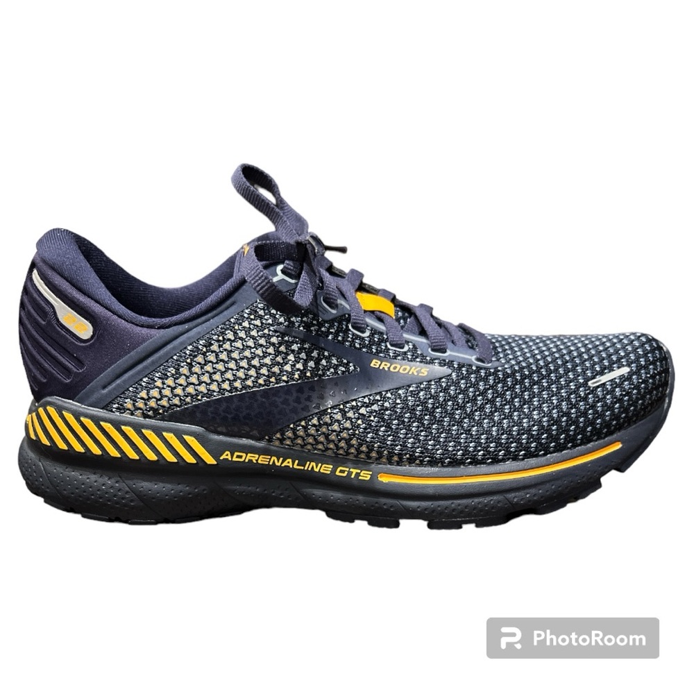 Brooks Adrenaline GTS 22 running shoes sneakers peacoat/gray/sunflower 8M NEW - Picture 2 of 7